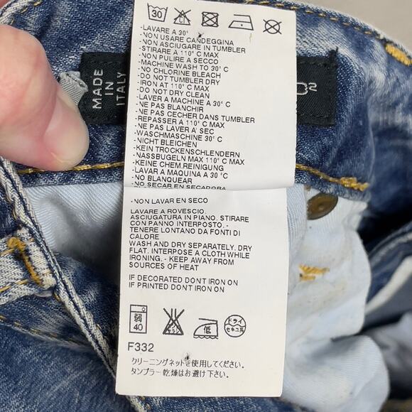 Dsquared2 Slim Straight Denim Jeans Blue Size IT 40 Distressed Streetwear Y2K - Picture 11 of 15